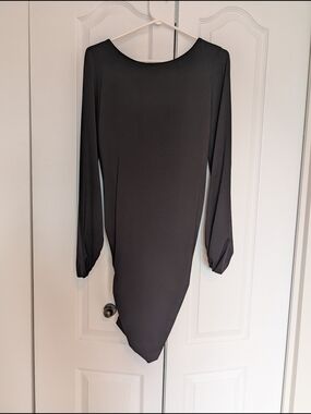 Jovani Black Long-Sleeve Asymmetrical Hem Dress